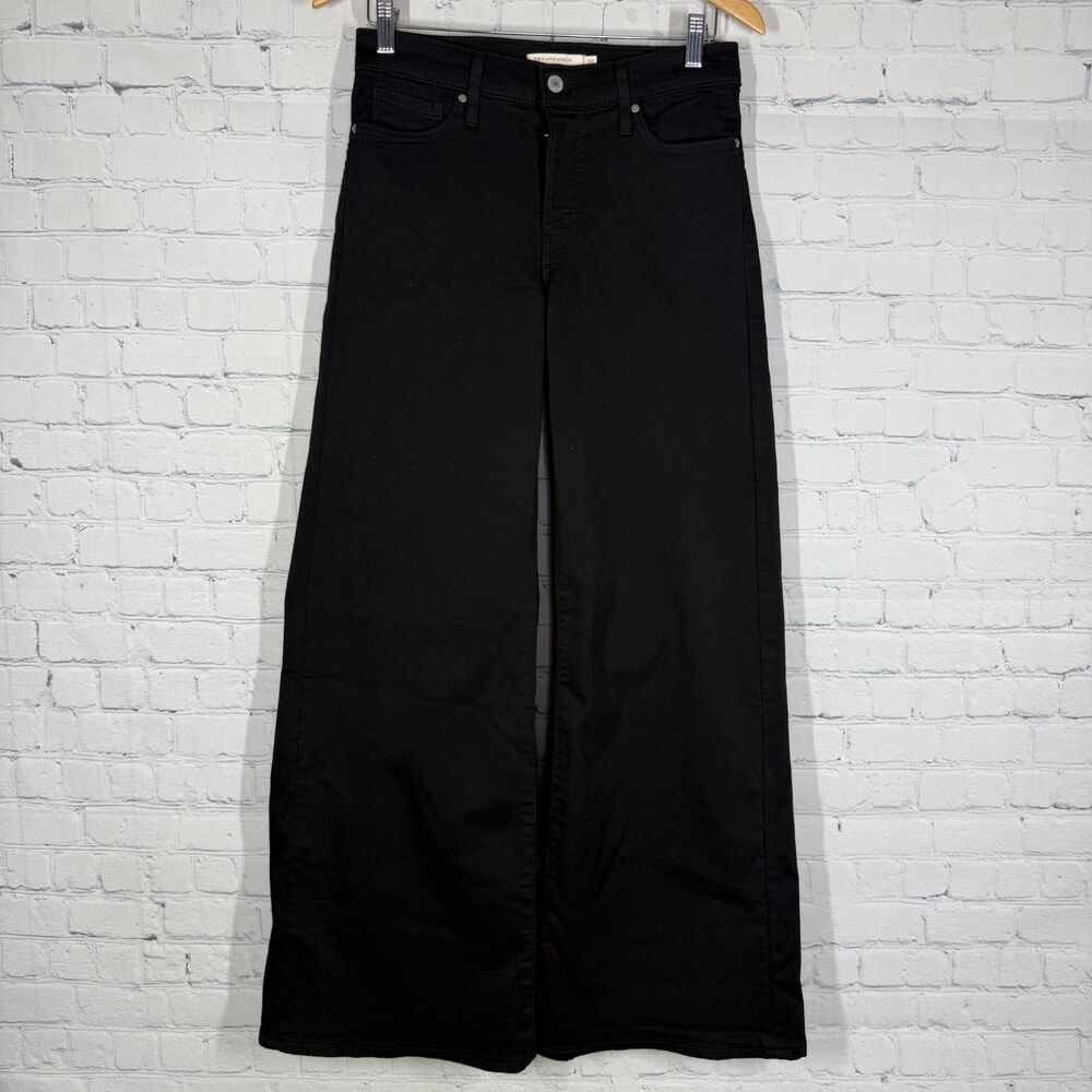 Levis 318 Shapping Wide Leg Jeans Women Size 28 Skater Streetwear Black Denim